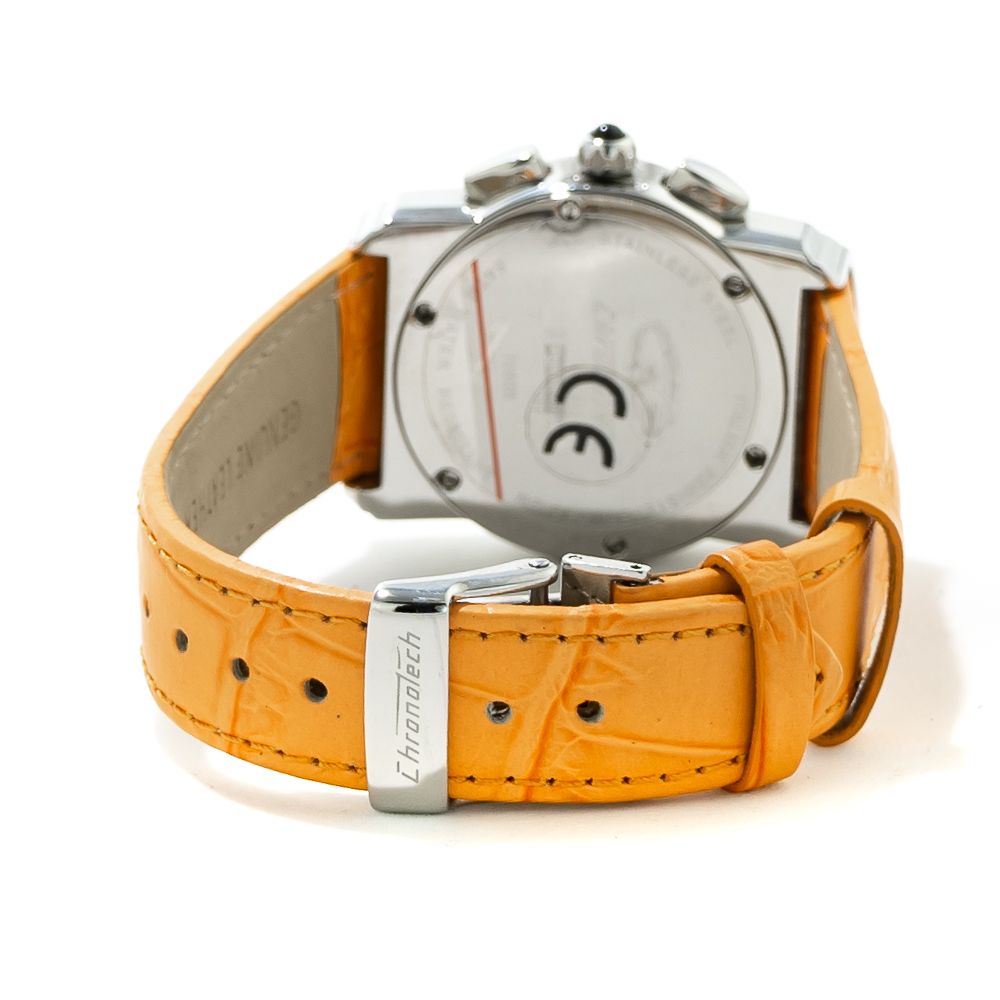 Chronotech Orange Leather Dress Watch